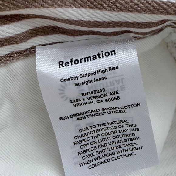 Reformation NWT Cowboy Striped High Rise Straight Jeans (28) - Picture 15 of 16